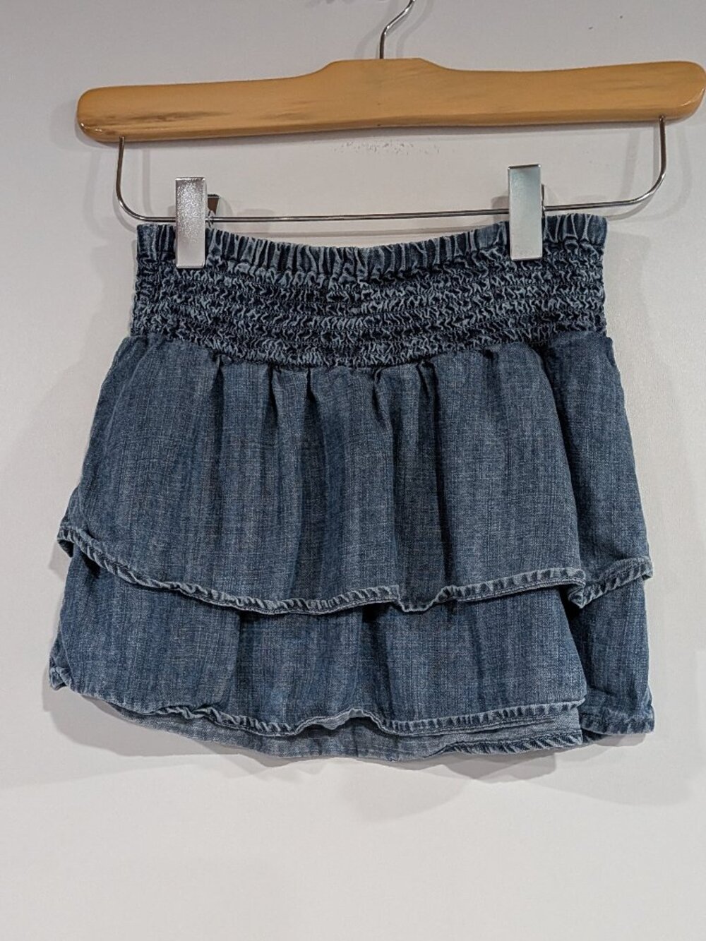 Hatley Smocked Chambray Ruffle Skirt Blue Size 7